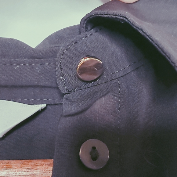 Black Loose Fit Button Up Career Blouse - Picture 3 of 5